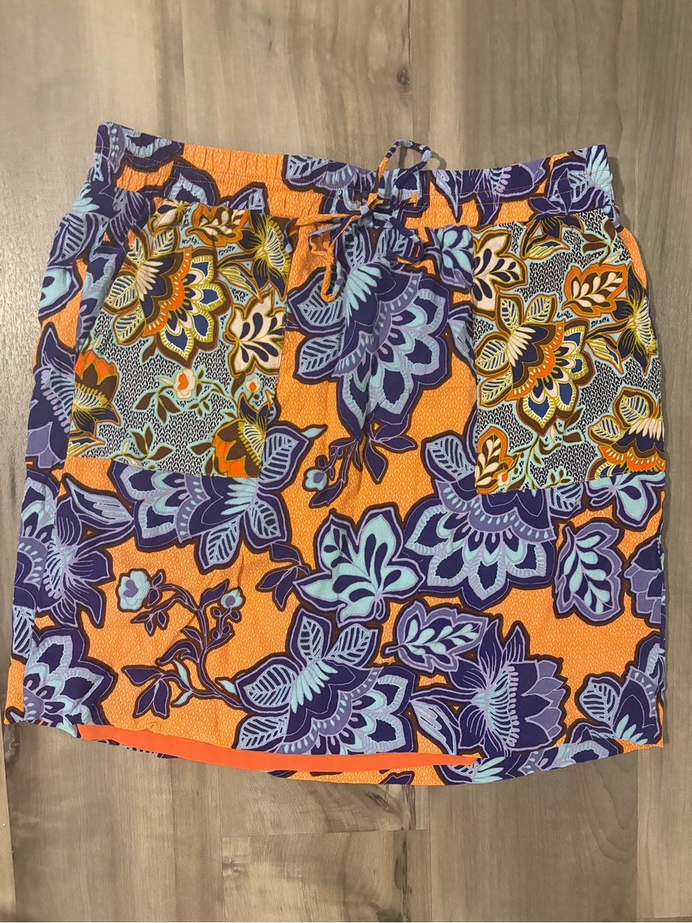 LOFT Orange Skirt with Purple Floral Waistband size medium